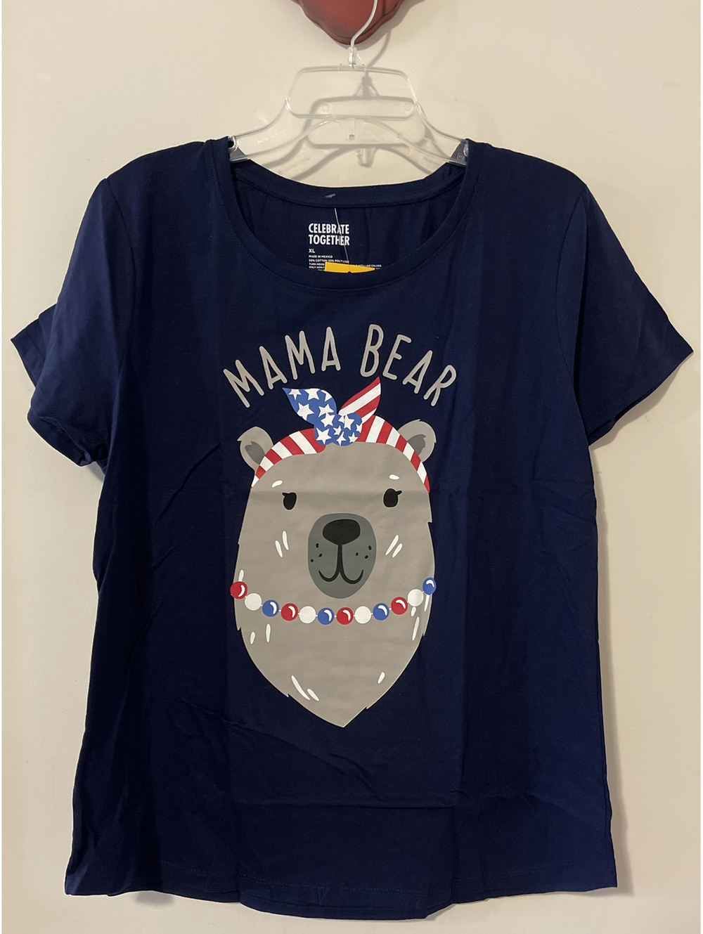 Celebrate Together Womens XL Blue Short-Sleeved Mama Bear Tshirt NWT! A7113